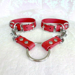 Cherry Red Leather BDSM Double Snap Hook Bondage Strap Restrained Grace