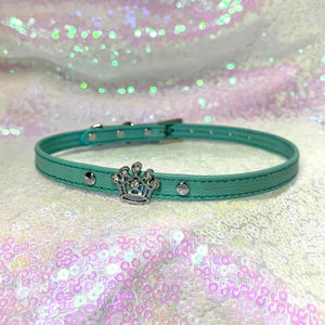 Leather Crown Charm Mini Collar - BDSM Day Collar Collar Restrained Grace