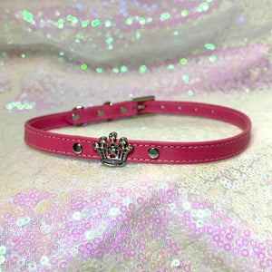 Leather Crown Charm Mini Collar - BDSM Day Collar Collar Restrained Grace