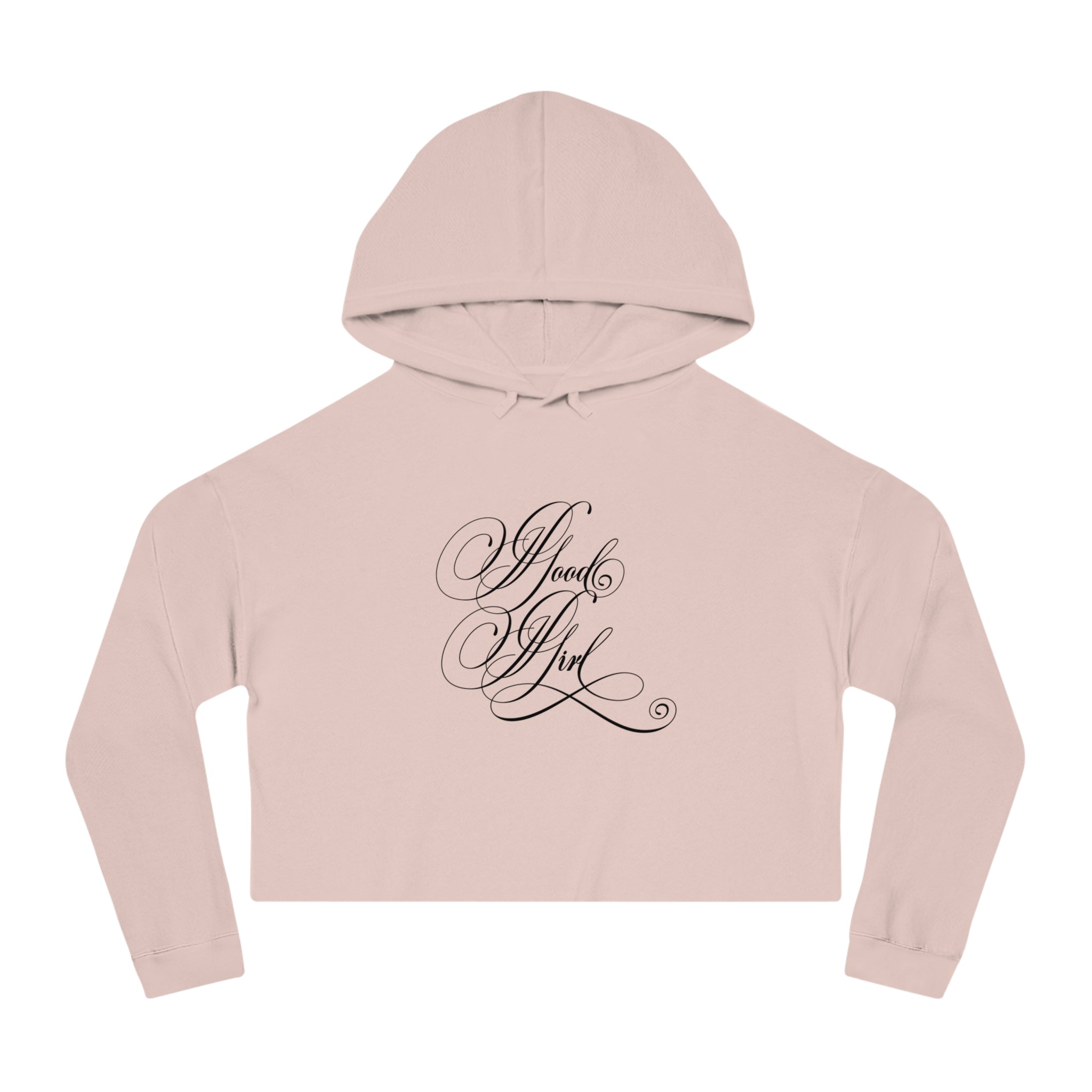 Good Girl Calligraphy Cropped Hoodie Sweatshirt Hoodie Printify Blush XS