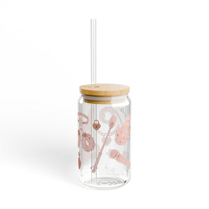 Blush Pink Kink Sipper Glass, 16oz Mug Restrained Grace