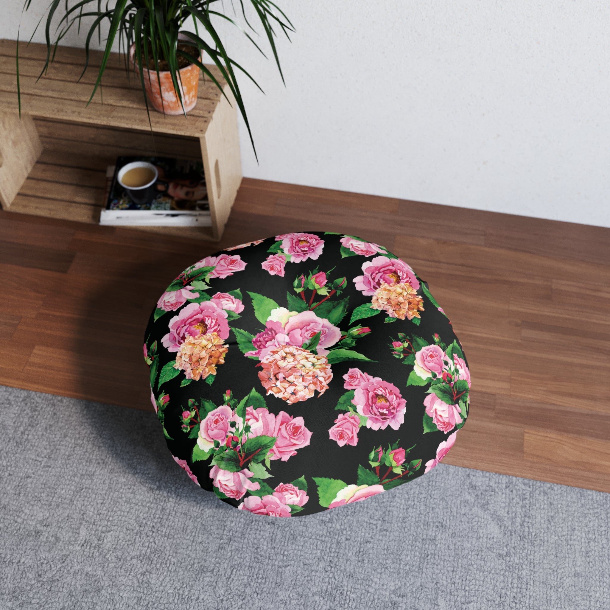 Sweet Wendie Floral Tufted BDSM Kneeling Cushion Cushion Restrained Grace 26" × 26"
