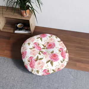 Cabbage Rose Floral Tufted BDSM Kneeling Cushion Cushion Restrained Grace 26" × 26"