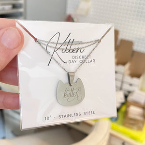 Kitten Pendant Necklace - Discreet Day Collar Necklace Restrained Grace