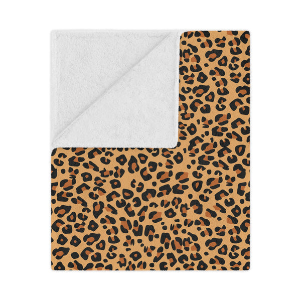 Leopard Print Microfiber Blanket Blanket Restrained Grace 50" × 60"  