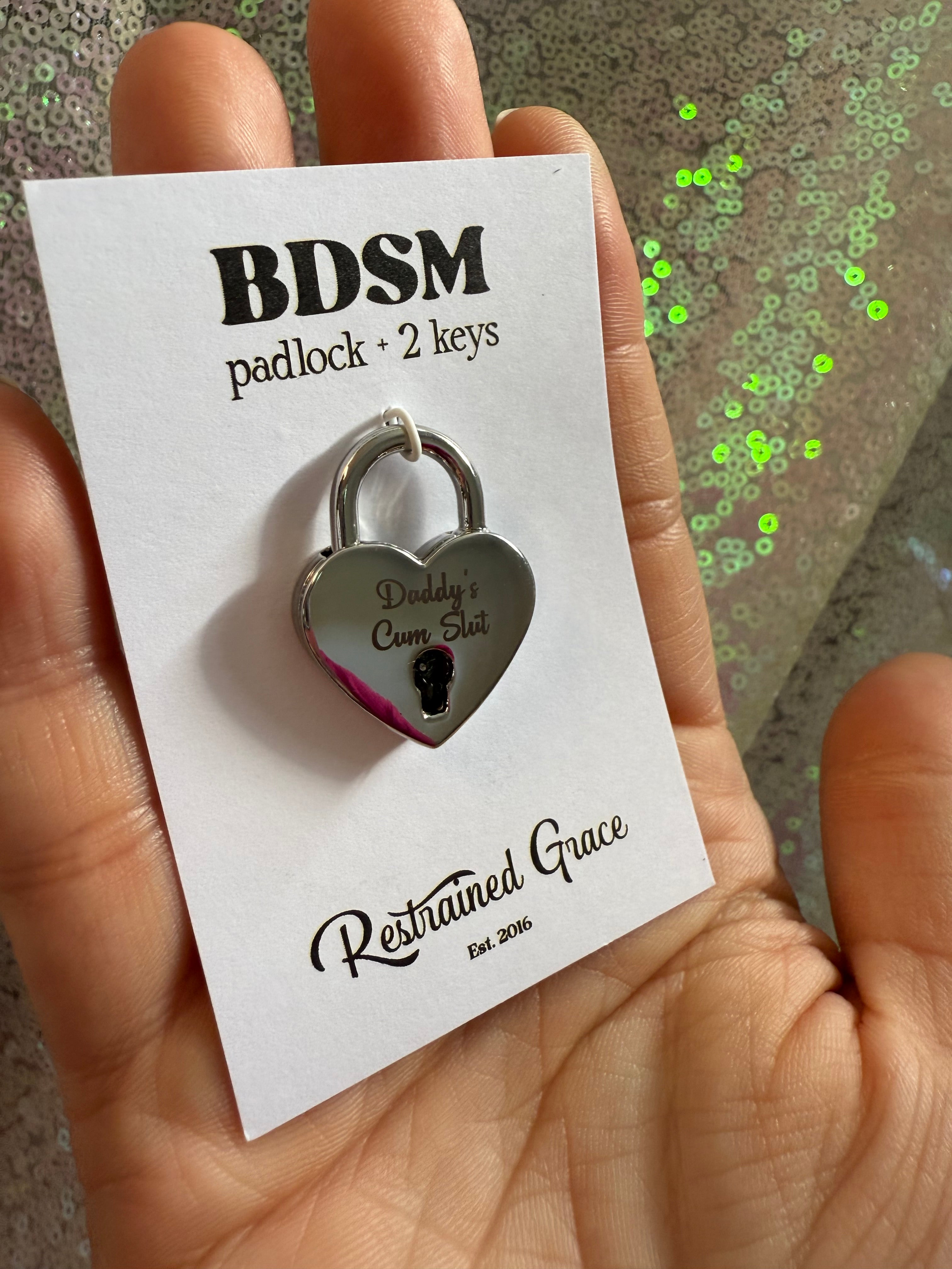 Sample Sale - Padlock - Silver “Daddy’s Cum Slut” Sample Sale Restrained Grace