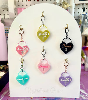 Design Your Own Acrylic Collar Tag - Heart Lock Collar Tag Restrained Grace