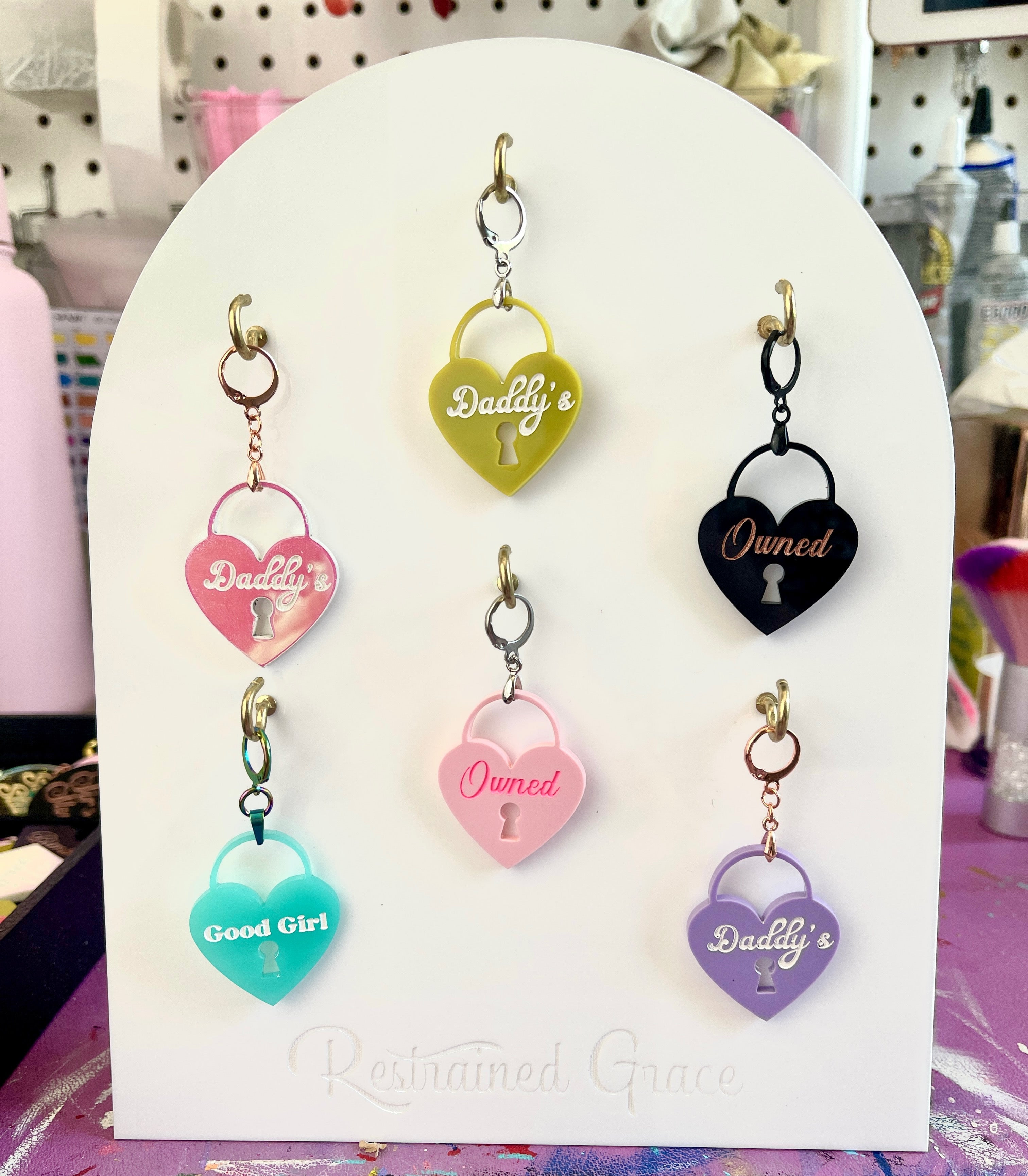 Design Your Own Acrylic Collar Tag - Heart Lock Collar Tag Restrained Grace