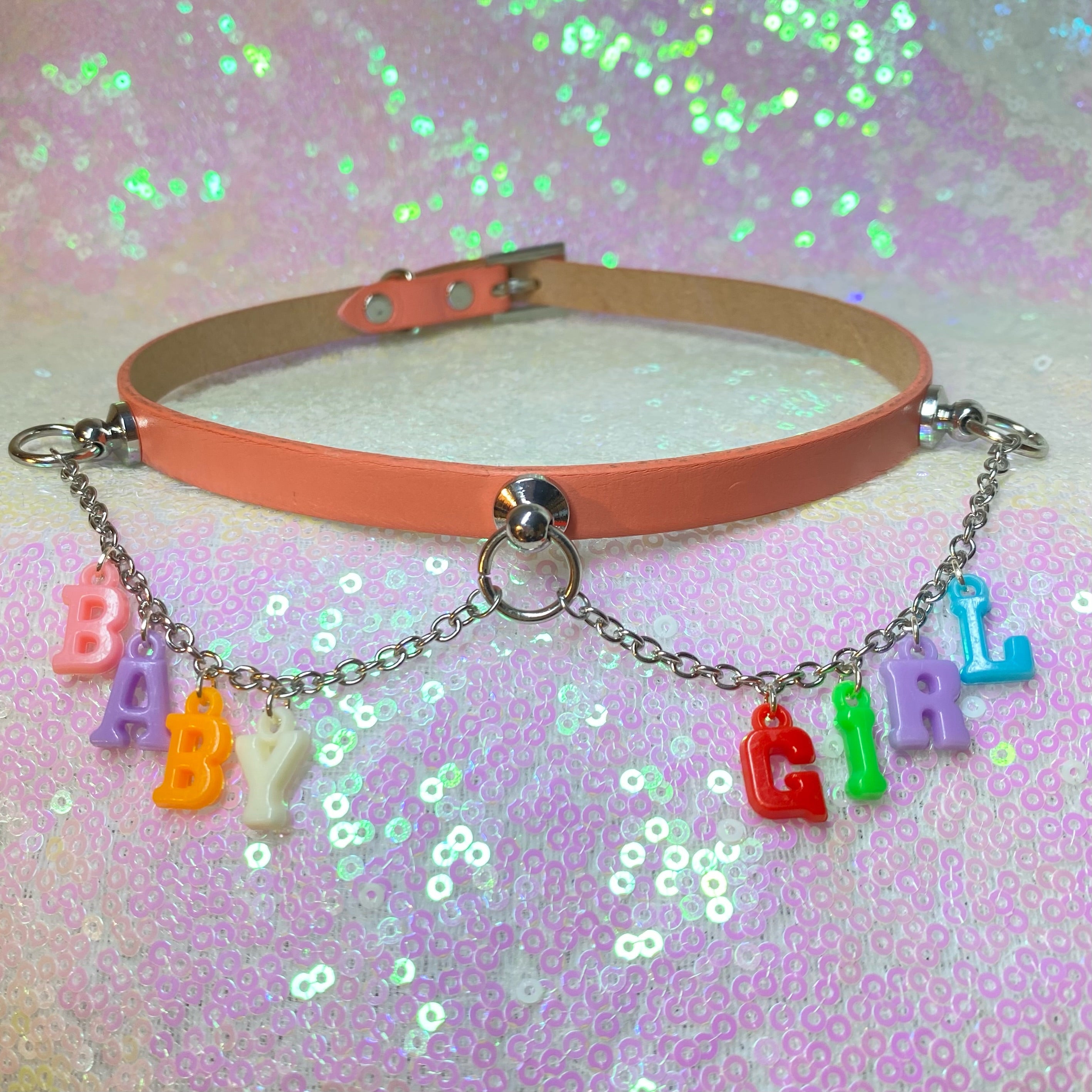 Baby Girl Charm Mini Collar - Orange, 15"-17" Collar Restrained Grace