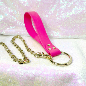 Neon Pink and Gold Biothane BDSM Leash - Limited Edition Leash Restrained Grace