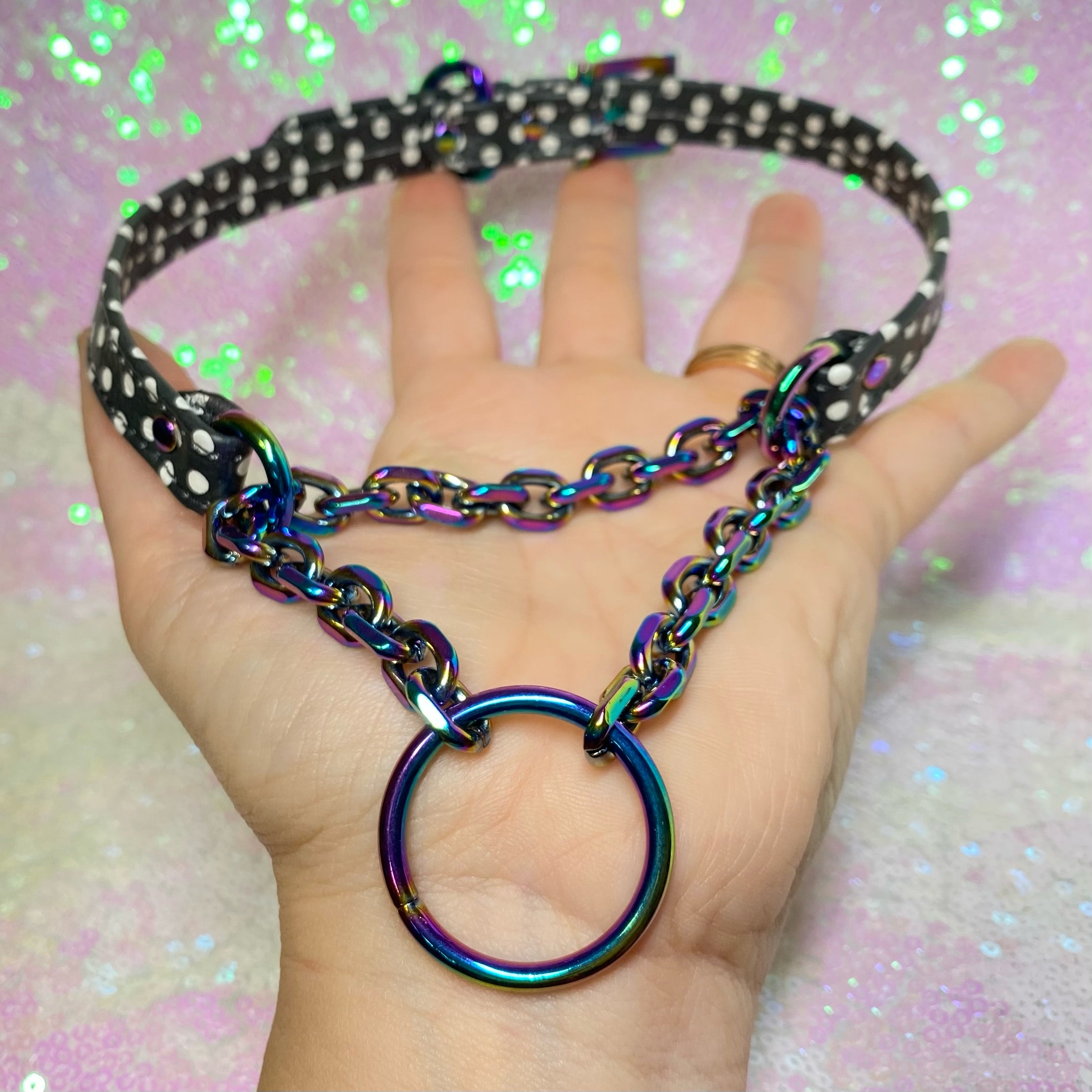 Sample Sale - Petite Martingale - Polka Dot and iridescent Rainbow - 14.5" Sample Sale Restrained Grace