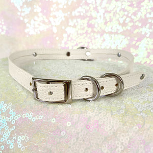 White and Silver Petite Floral BDSM Collar Collar Restrained Grace