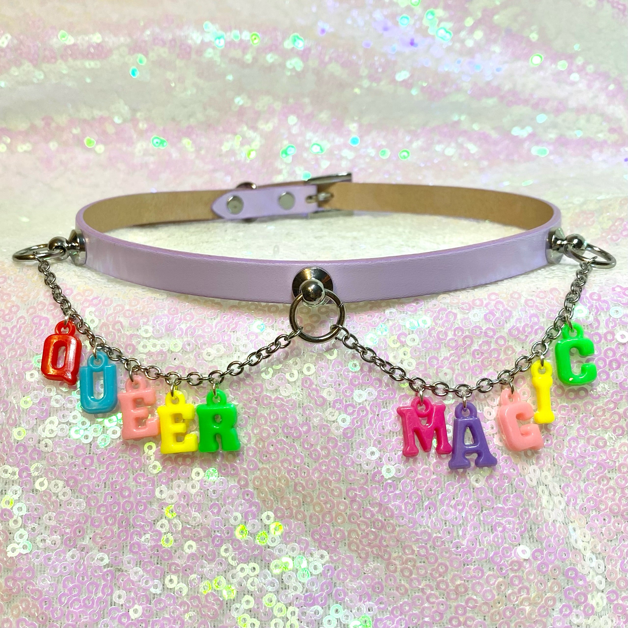 Queer Magic Charm Mini Collar - Lavender, 15"-17" Collar Restrained Grace