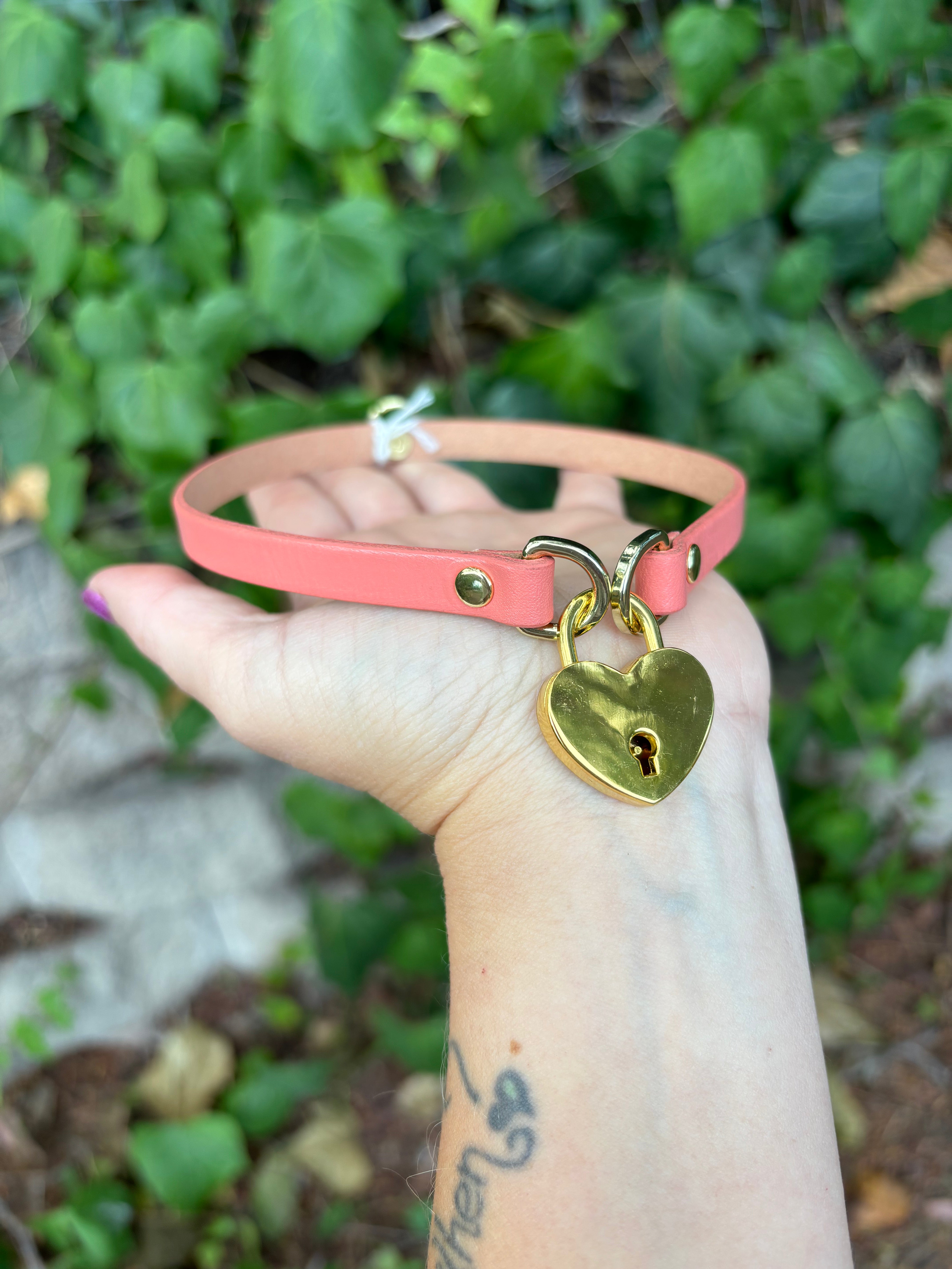 Sample Sale - Locking Mini Collar - Grapefruit and Gold - 15” Sample Sale Restrained Grace
