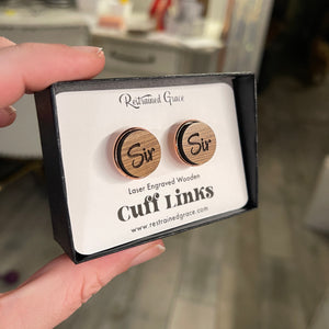 Personalized Wooden Cuff Links - Custom Dom Gift Cuff Links Restrained Grace