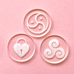 BDSM Symbols Convertible Collar Tag Insert Set Collar Tag Insert Restrained Grace