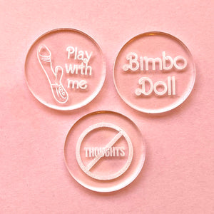 Bimbo Doll Convertible BDSM Collar Tag Insert Set Collar Tag Insert Restrained Grace