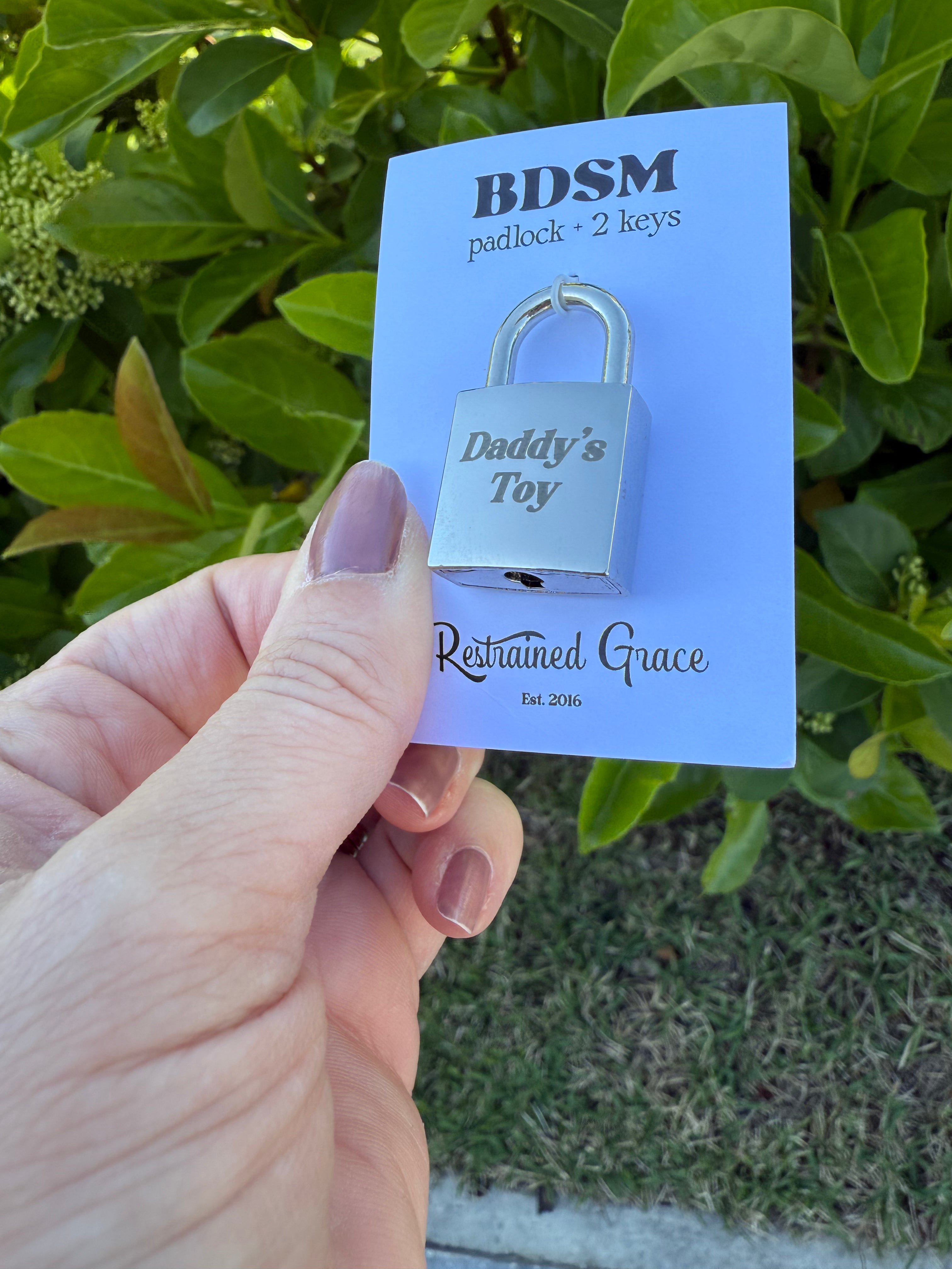 Sample Sale - Engraved Heart Padlock "Daddy's Toy" Collar Restrained Grace