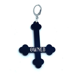 Personalized Inverted Cross BDSM Collar Tag Collar Tag Restrained Grace