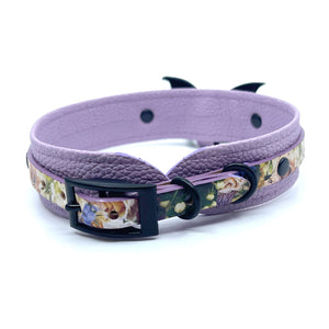 The Sally Deluxe Collar - Lavender Floral Goth BDSM Collar Collar Restrained Grace