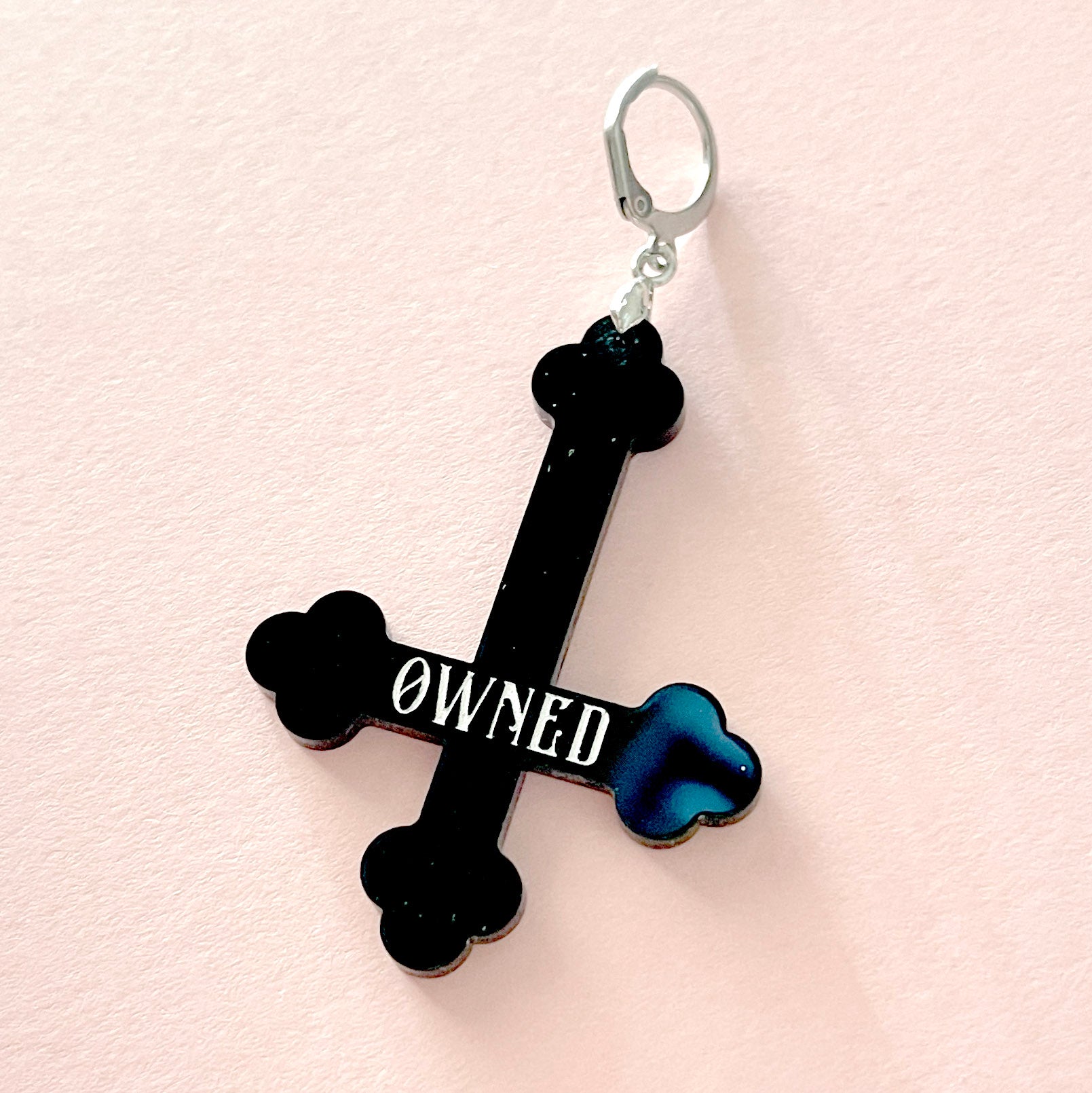 Personalized Inverted Cross BDSM Collar Tag Collar Tag Restrained Grace