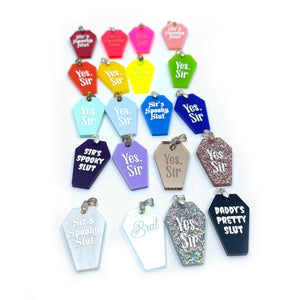 Design Your Own Acrylic Collar Tag - Coffin Collar Tag Restrained Grace