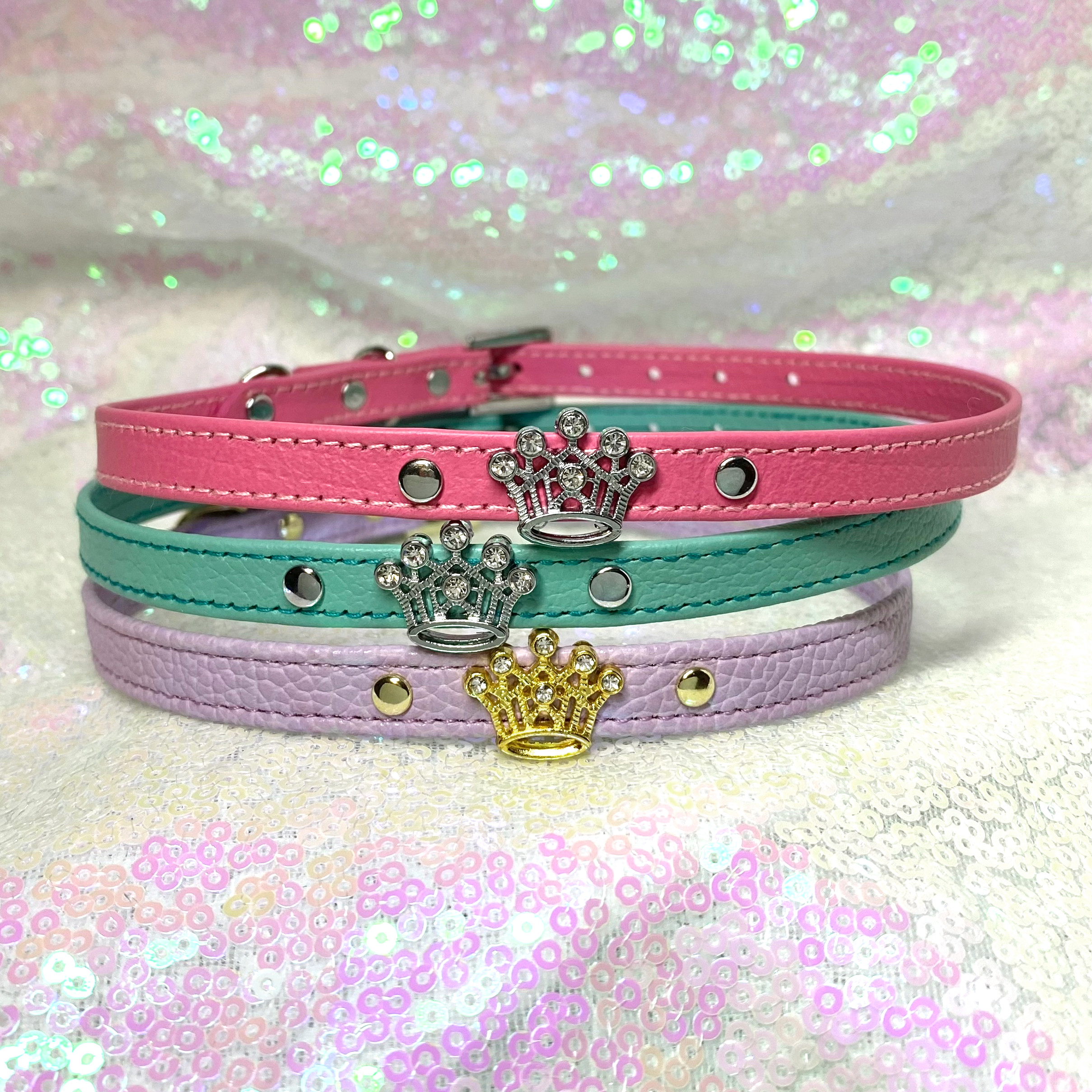 Leather Crown Charm Mini Collar - BDSM Day Collar Collar Restrained Grace
