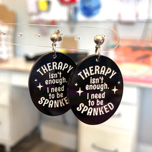 Therapy Isn't Enough, I Need to Be Spanked - Earrings Earrings Restrained Grace Black
