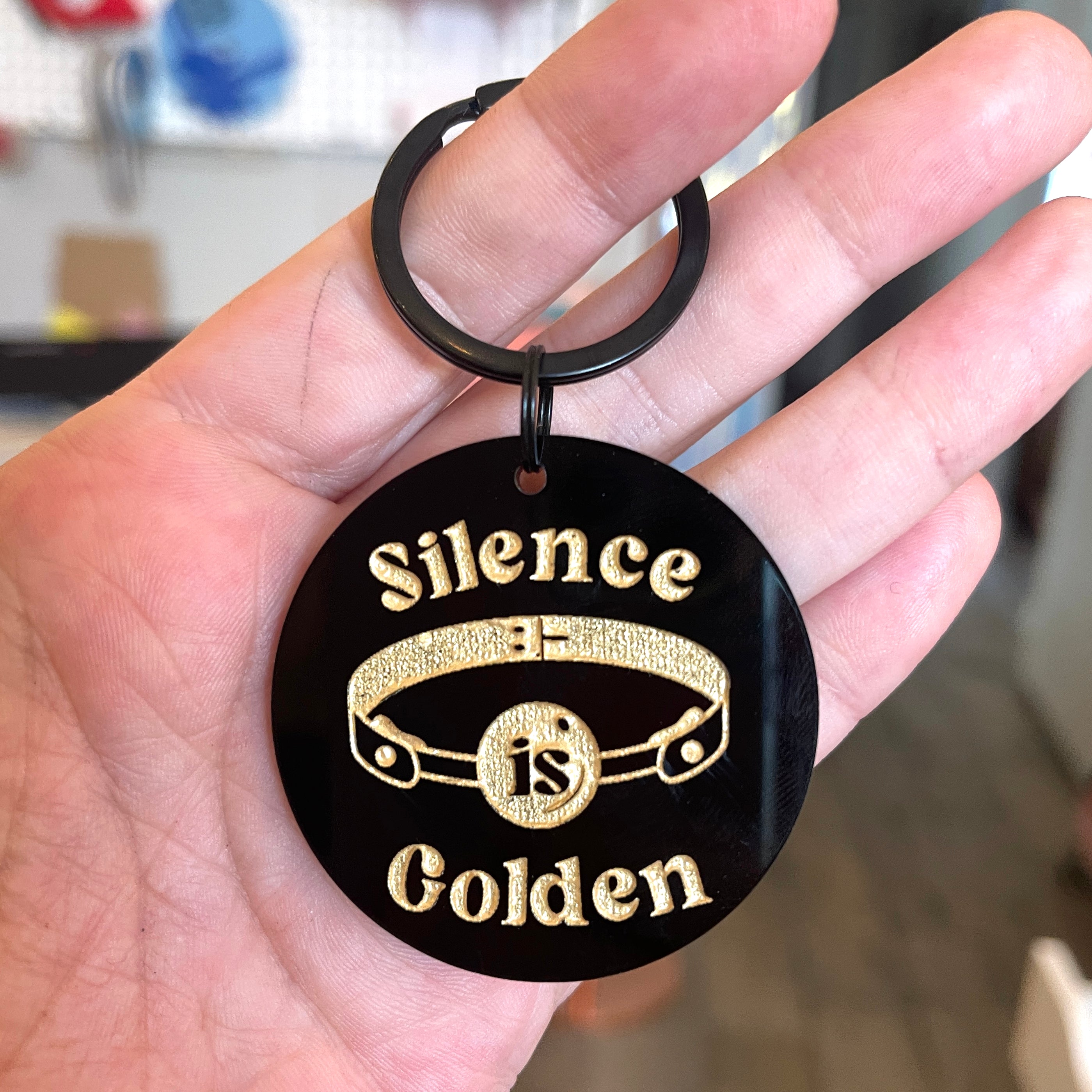 Silence is Golden Ball Gag Keychain Keychain Restrained Grace