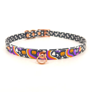 Retrowave Halloween Polka Dot Petite BDSM Collar Collar Restrained Grace