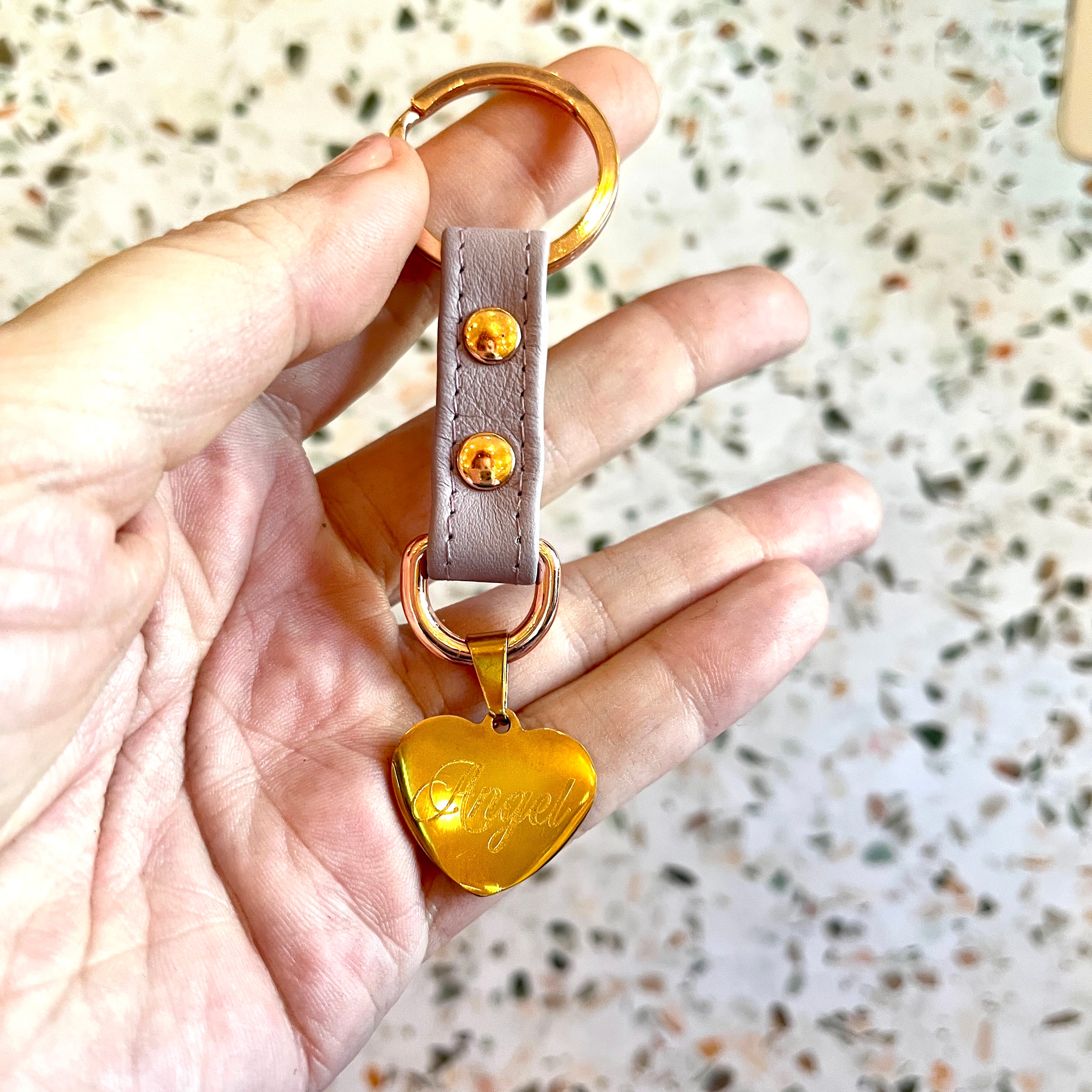 Sample Sale - Keychain - Lavender & Rose Gold - "Angel" Keychain Restrained Grace