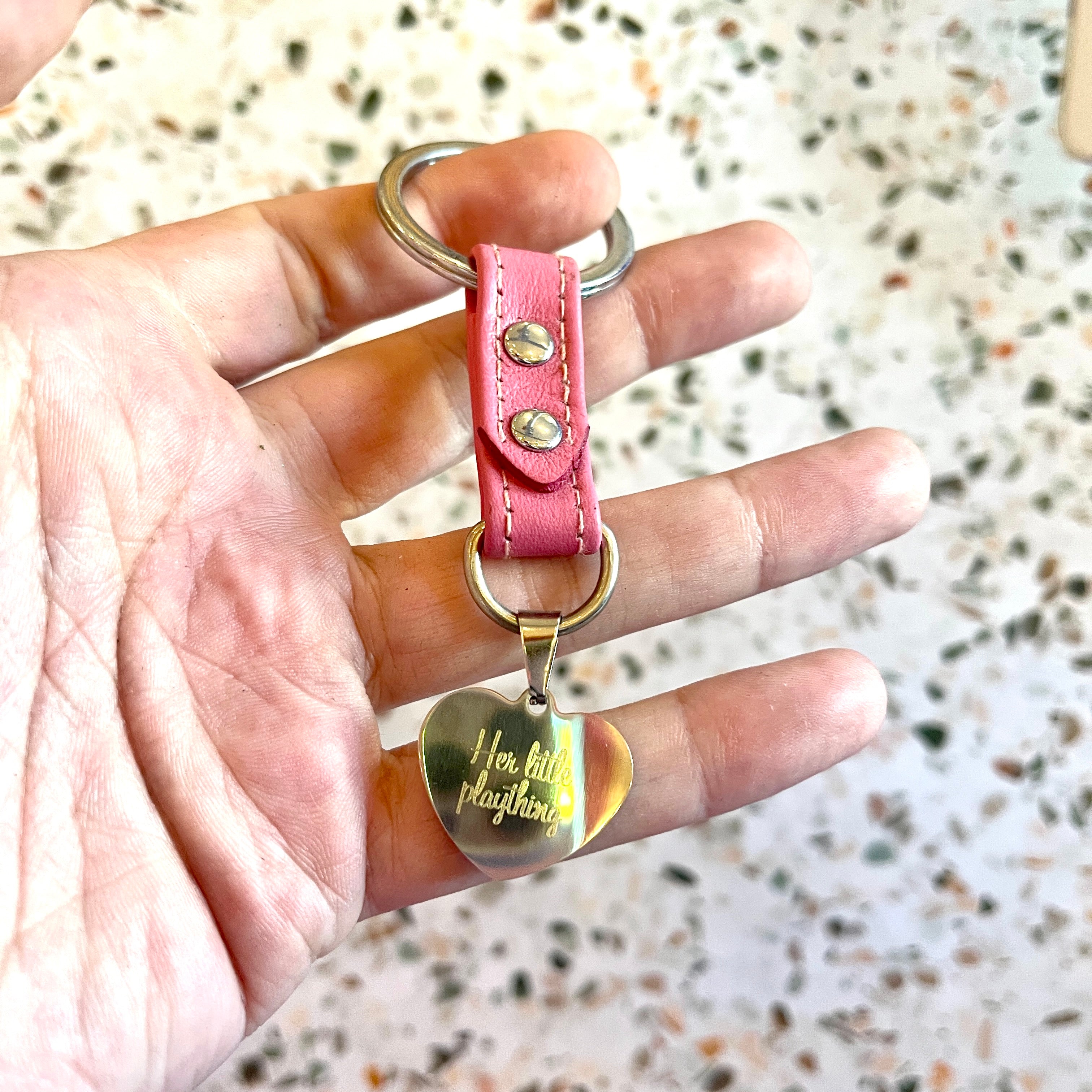 Sample Sale - Keychain - Flamingo Pink & Silver "His little plaything" Keychain Restrained Grace