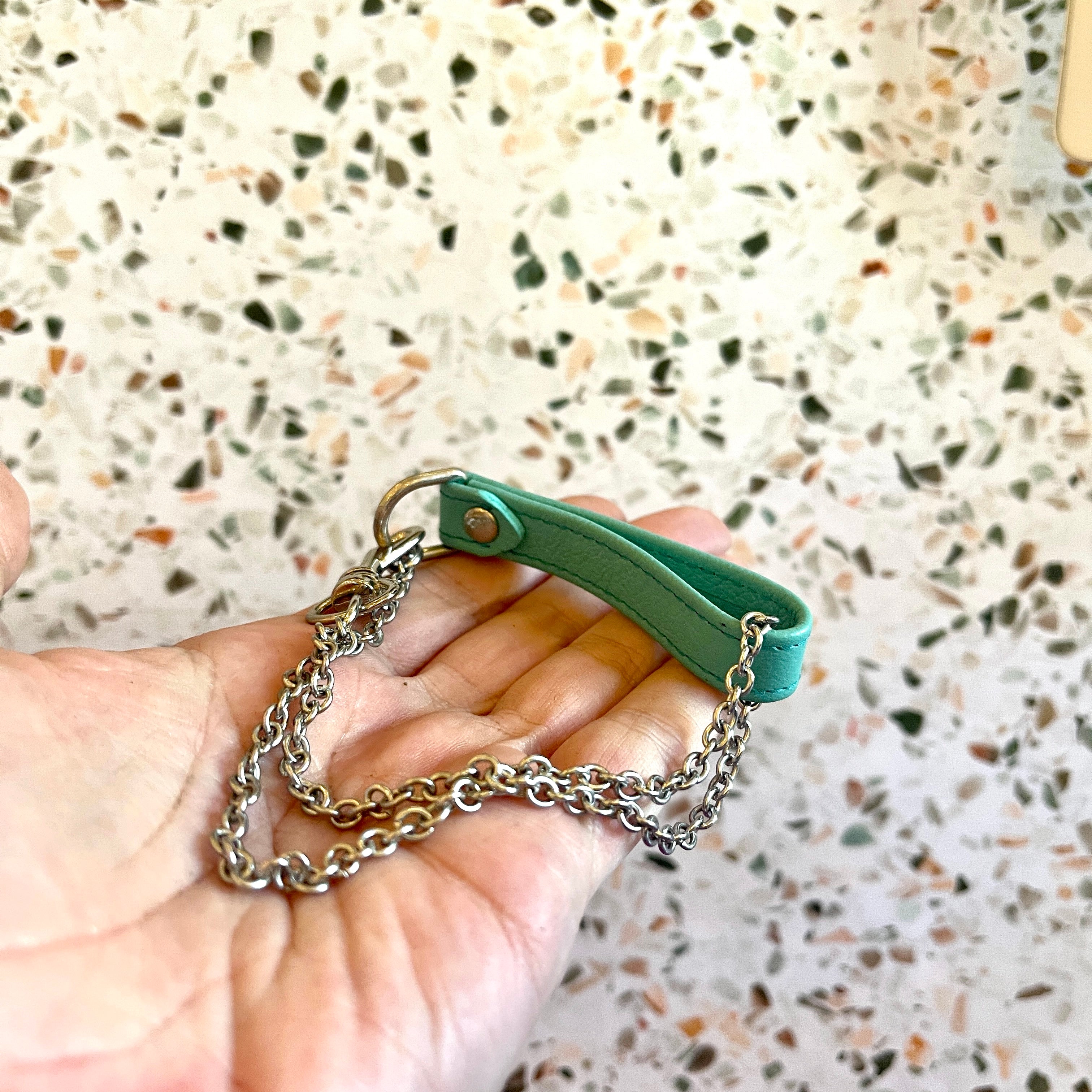 Sample Sale - Leash Bracelet - Aqua & Silver - up to 10" Cuffs Restrained Grace