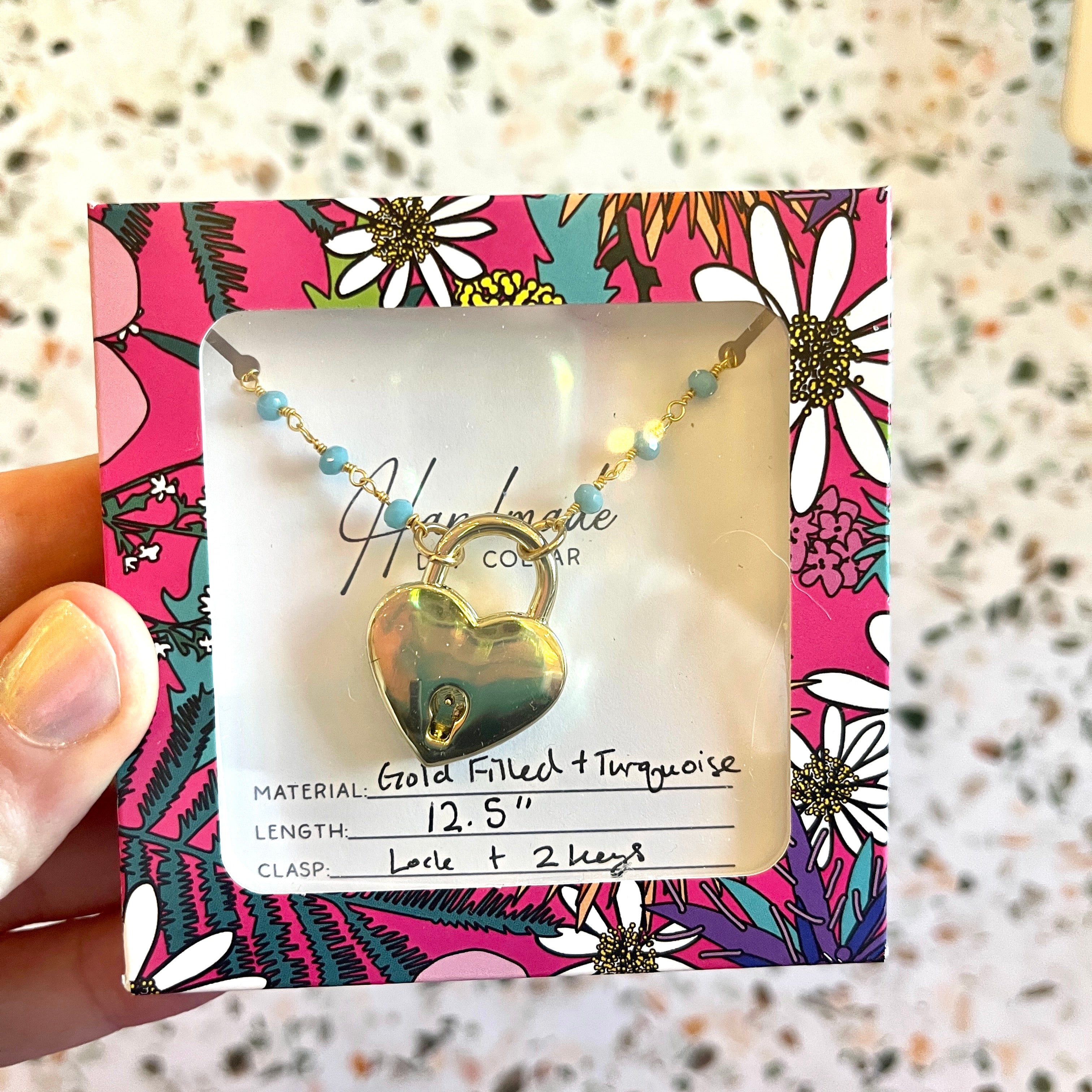 Sample Sale - Day Collar - Turquoise & Gold Rosary Day Collar - 12.5" Day Collar Restrained Grace