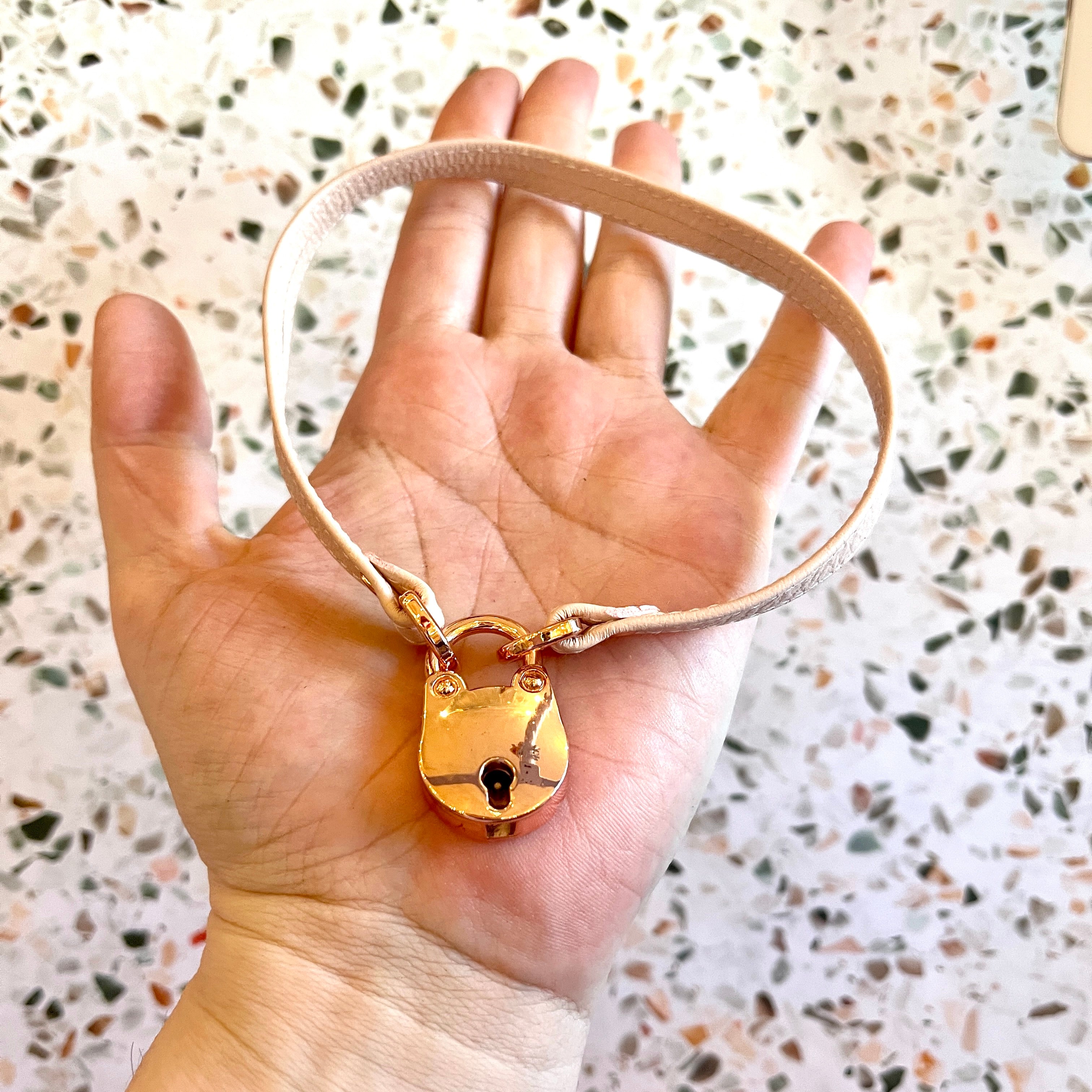 Sample Sale - Locking Mini Collar - Blush Pink & Rose Gold - 13" Sample Sale Restrained Grace