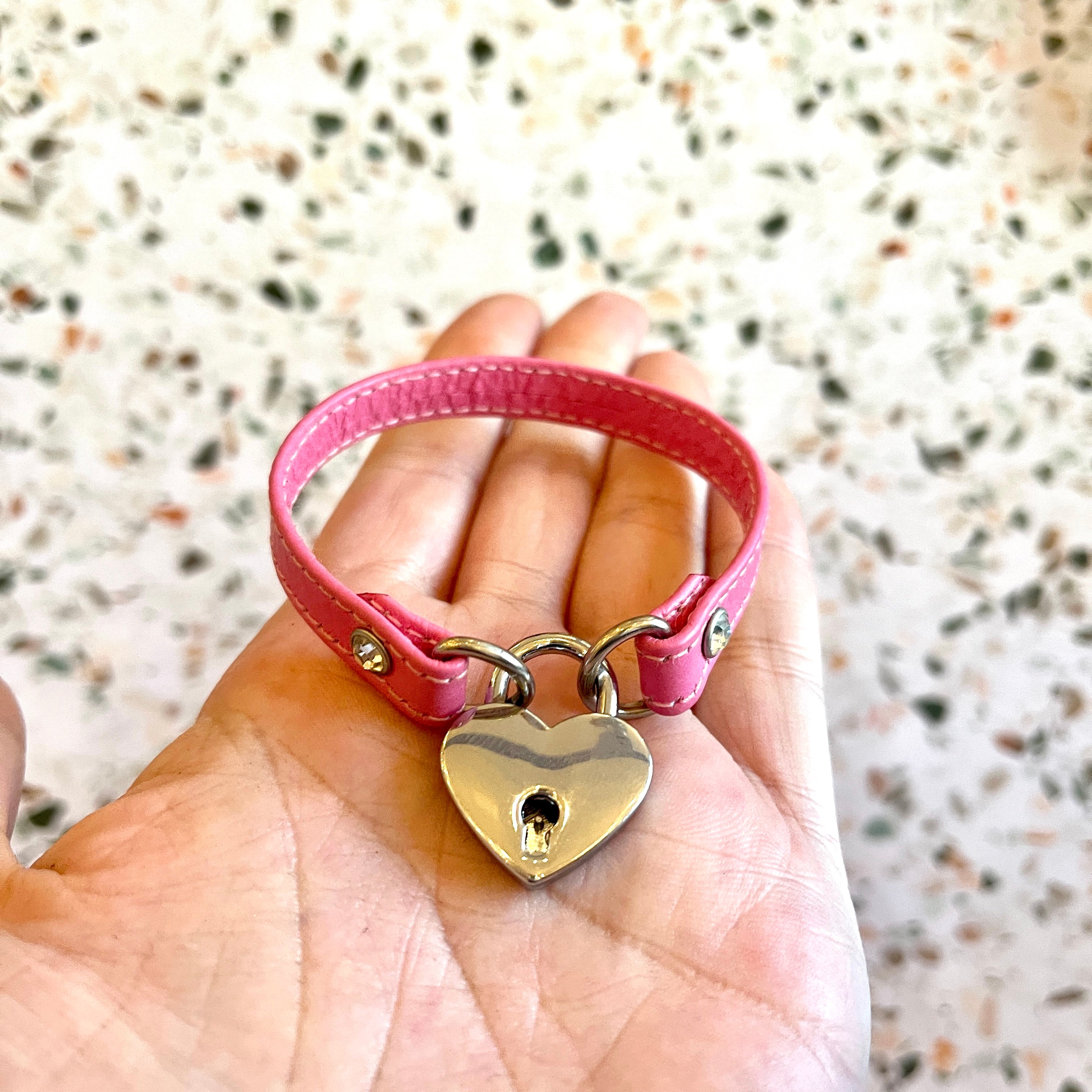 Sample Sale - Single Locking Cuff - Flamingo Pink & Silver "Babygirl" - 7.5" Sample Sale Restrained Grace