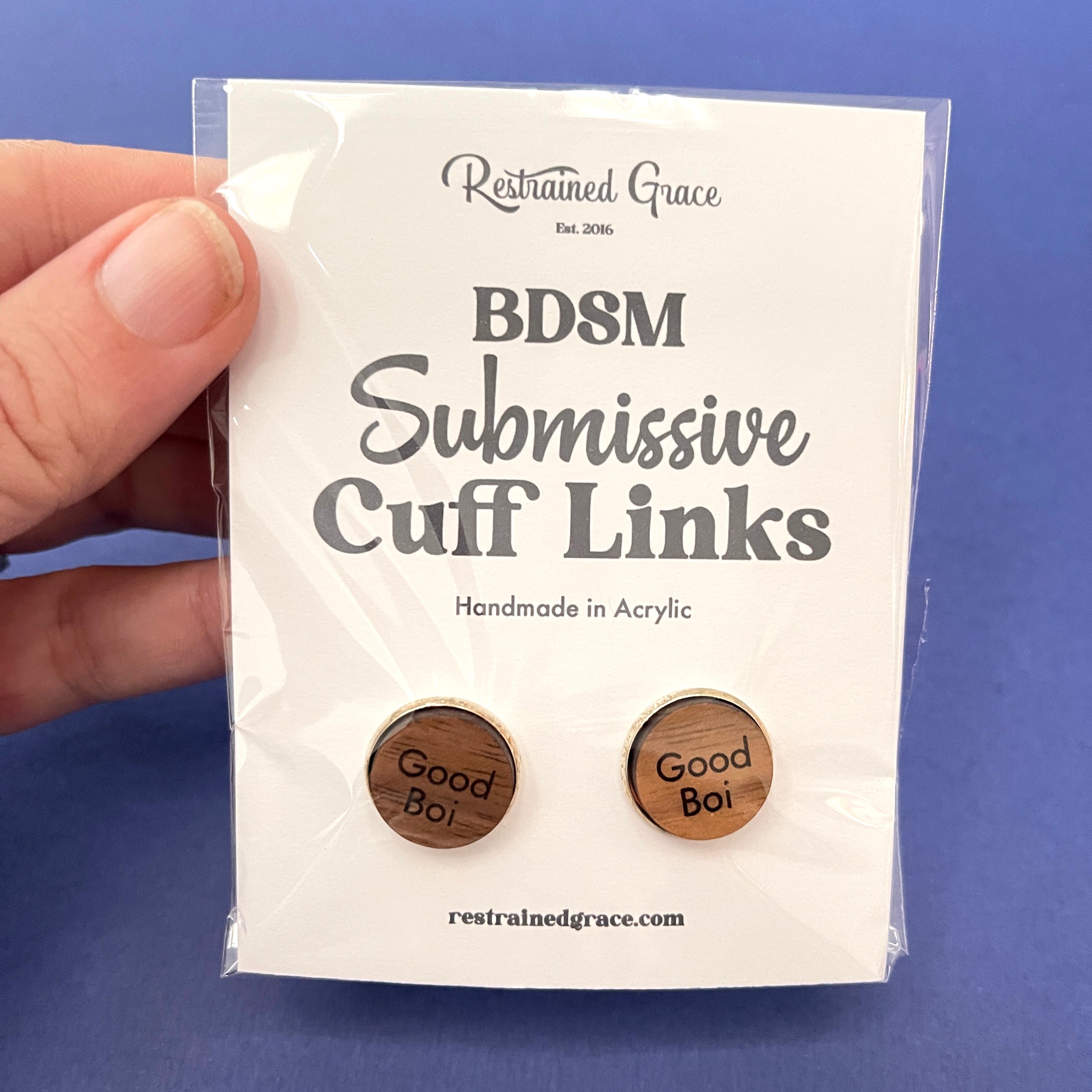 Sample Sale - Cuff Links - Good Boi Cuff Links Restrained Grace