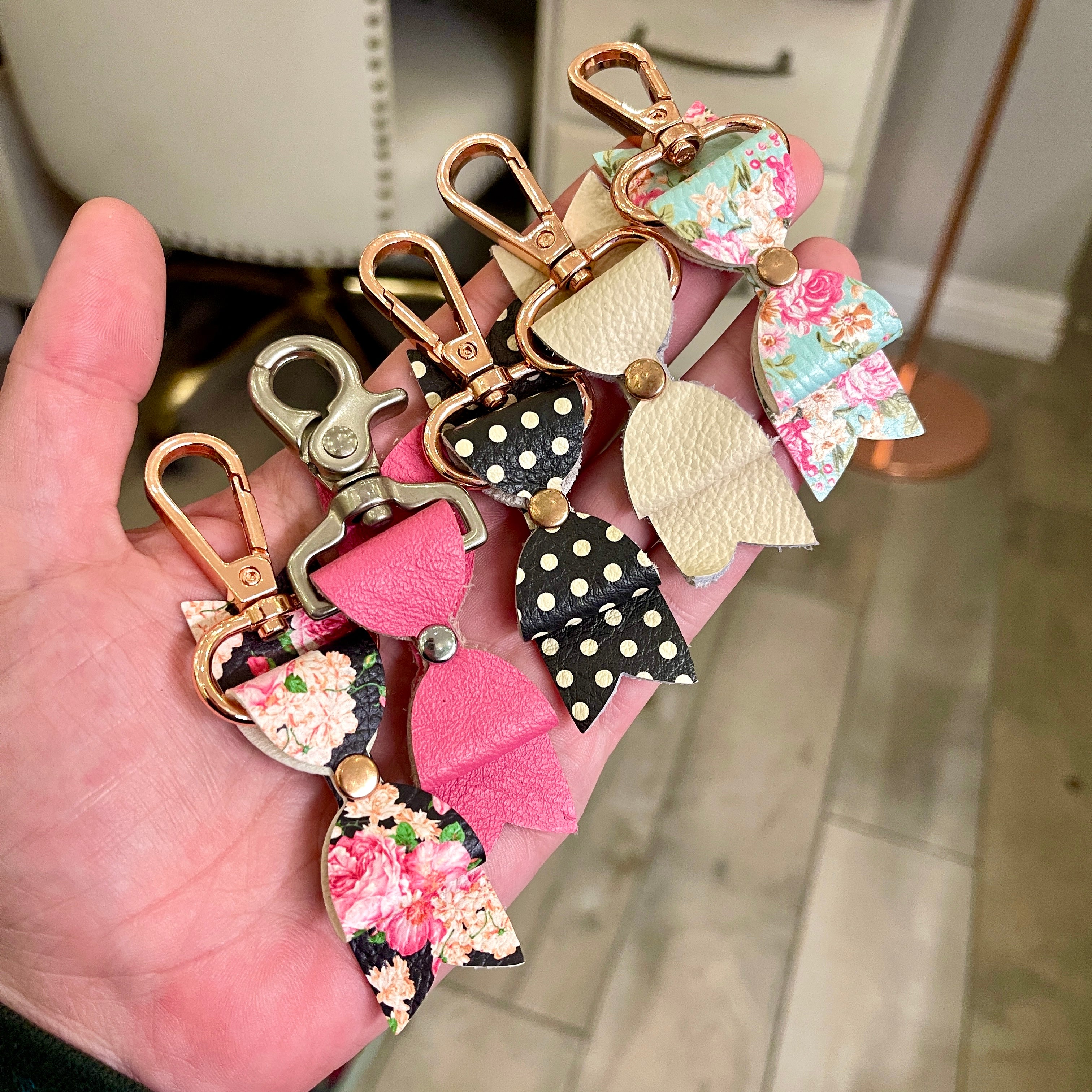 Sample Sale - Keychain - Leather Bow Keychain Restrained Grace