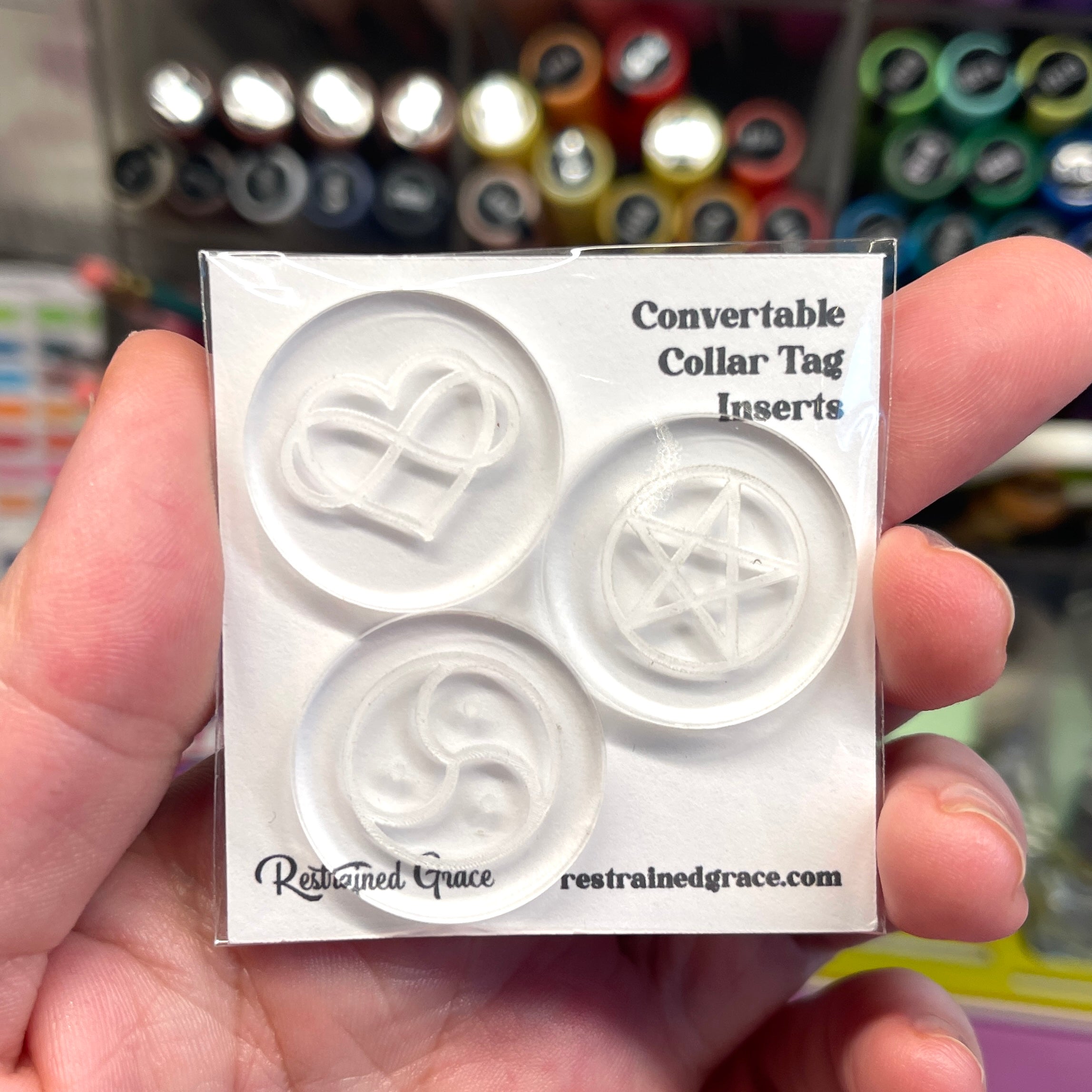 Sample Sale - Collar Tag - Convertible Collar Tag Inserts - Symbols Collar Restrained Grace