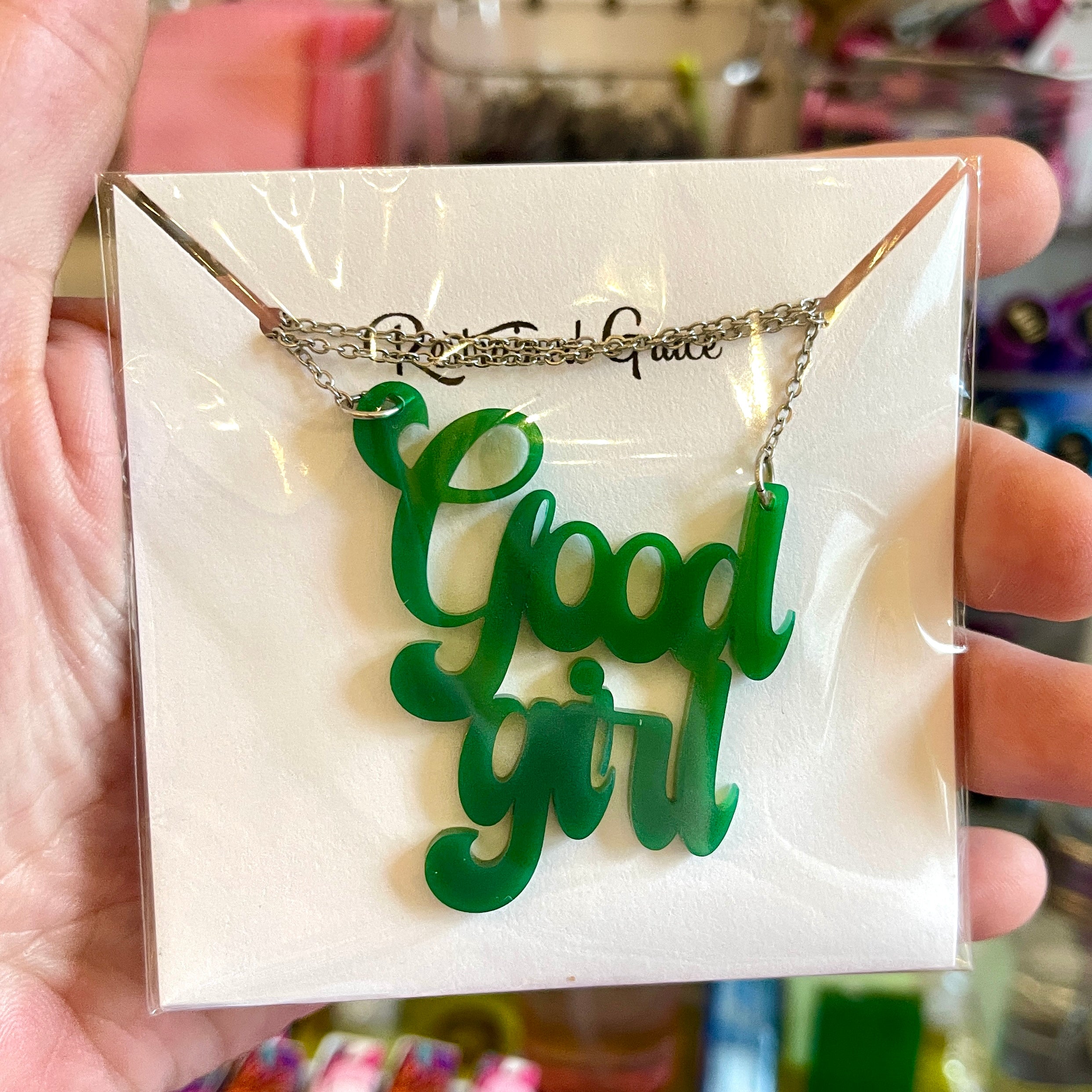 Sample Sale - Necklace - Green Good Girl Cutout Sample Sale Restrained Grace