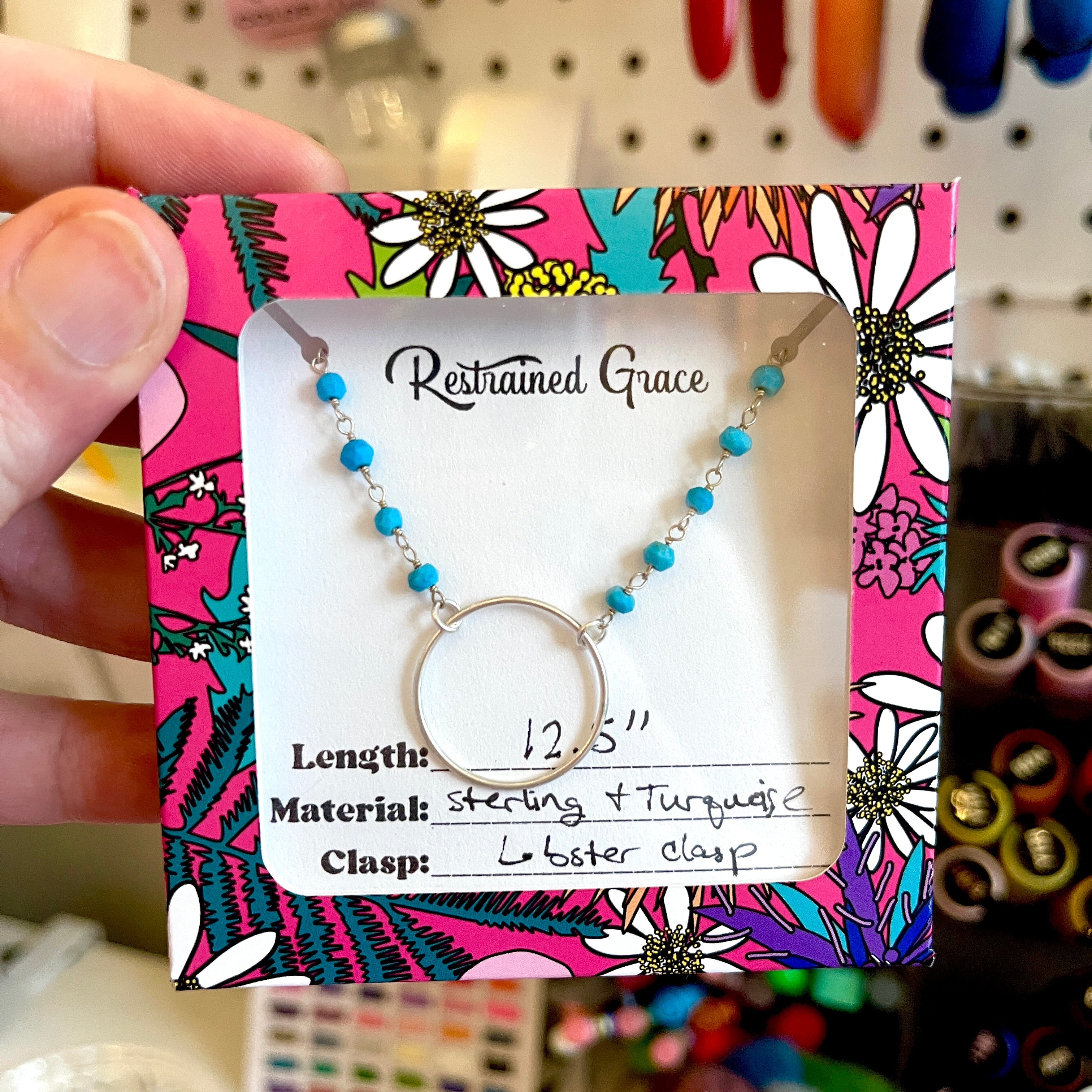 Sample Sale - Day Collar - Turquoise & Sterling Silver Ring of O - 12.5" Day Collar Restrained Grace
