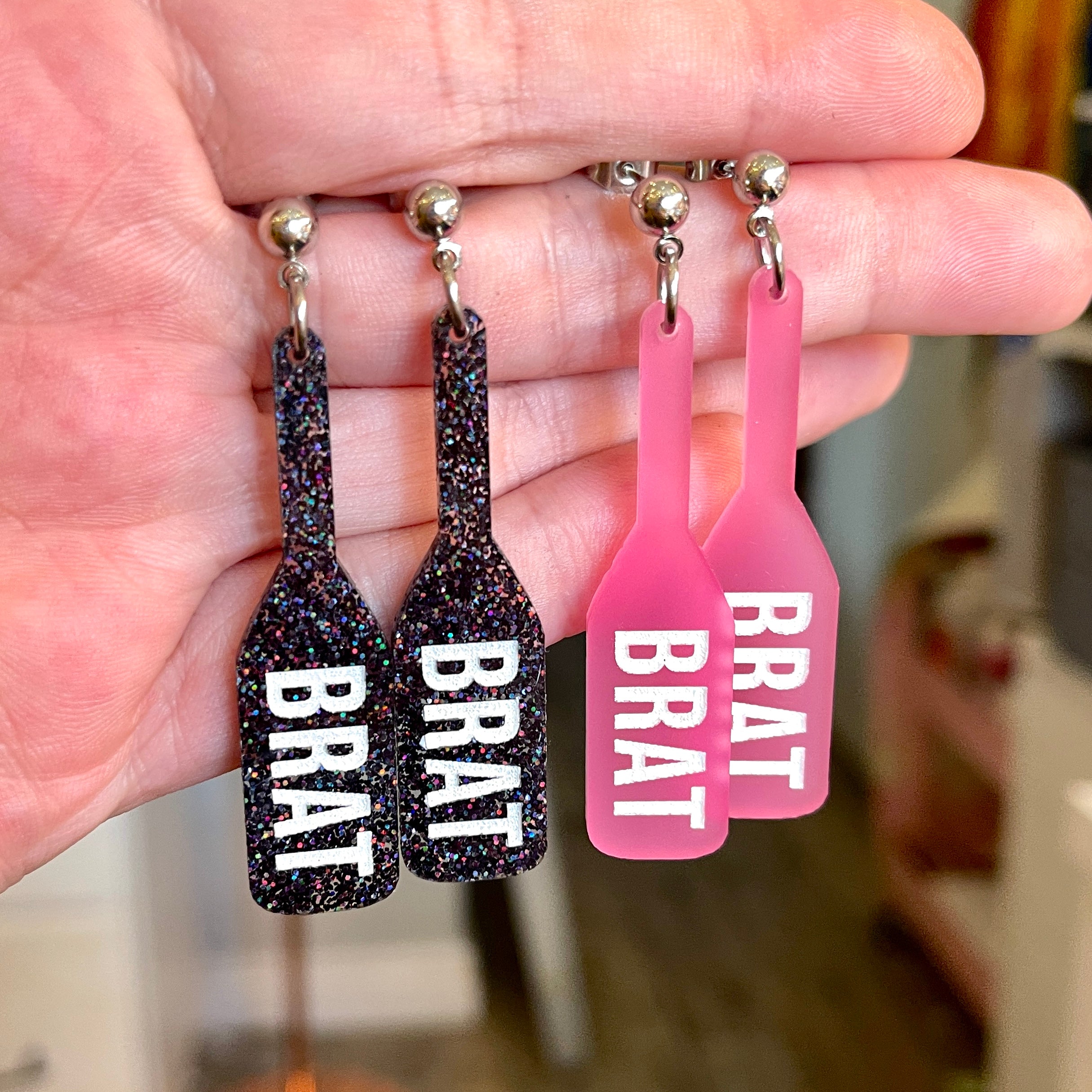 Brat Paddle Earrings - BDSM Jewelry Earrings Restrained Grace