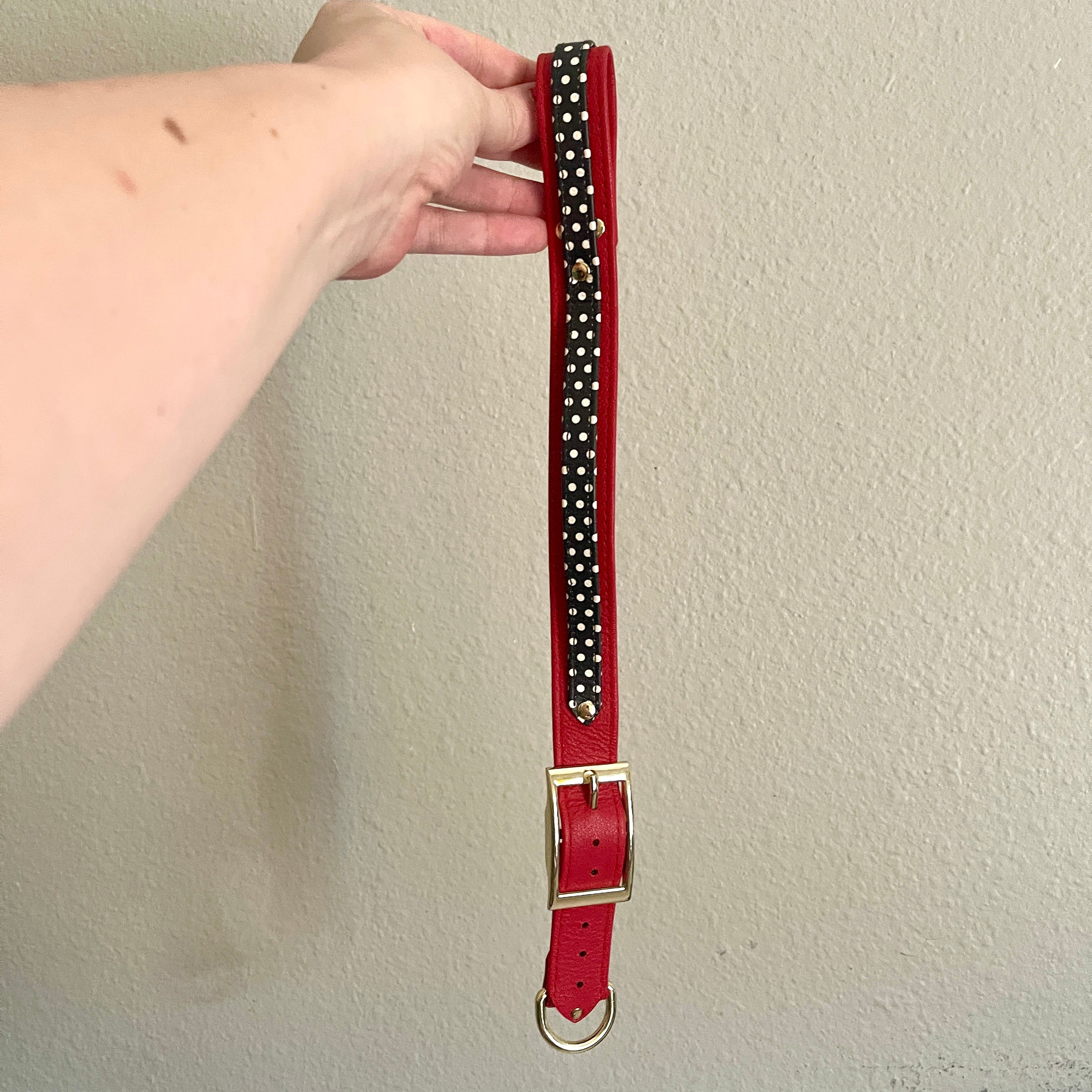 Sample Sale - Back Strap - Red with Black & White Polka Dots Sample Sale Restrained Grace