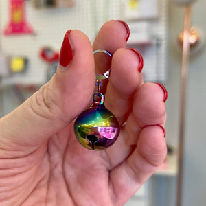 Pet Play Bell Collar Tag Collar Tag Restrained Grace Iridescent Rainbow