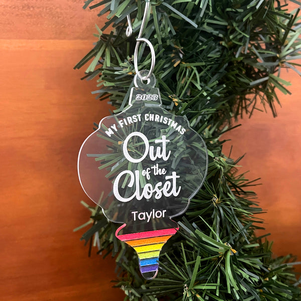 My First Christmas Out of the Closet - Personalized LGBTQ Christmas Ornament Ornament Restrained Grace   