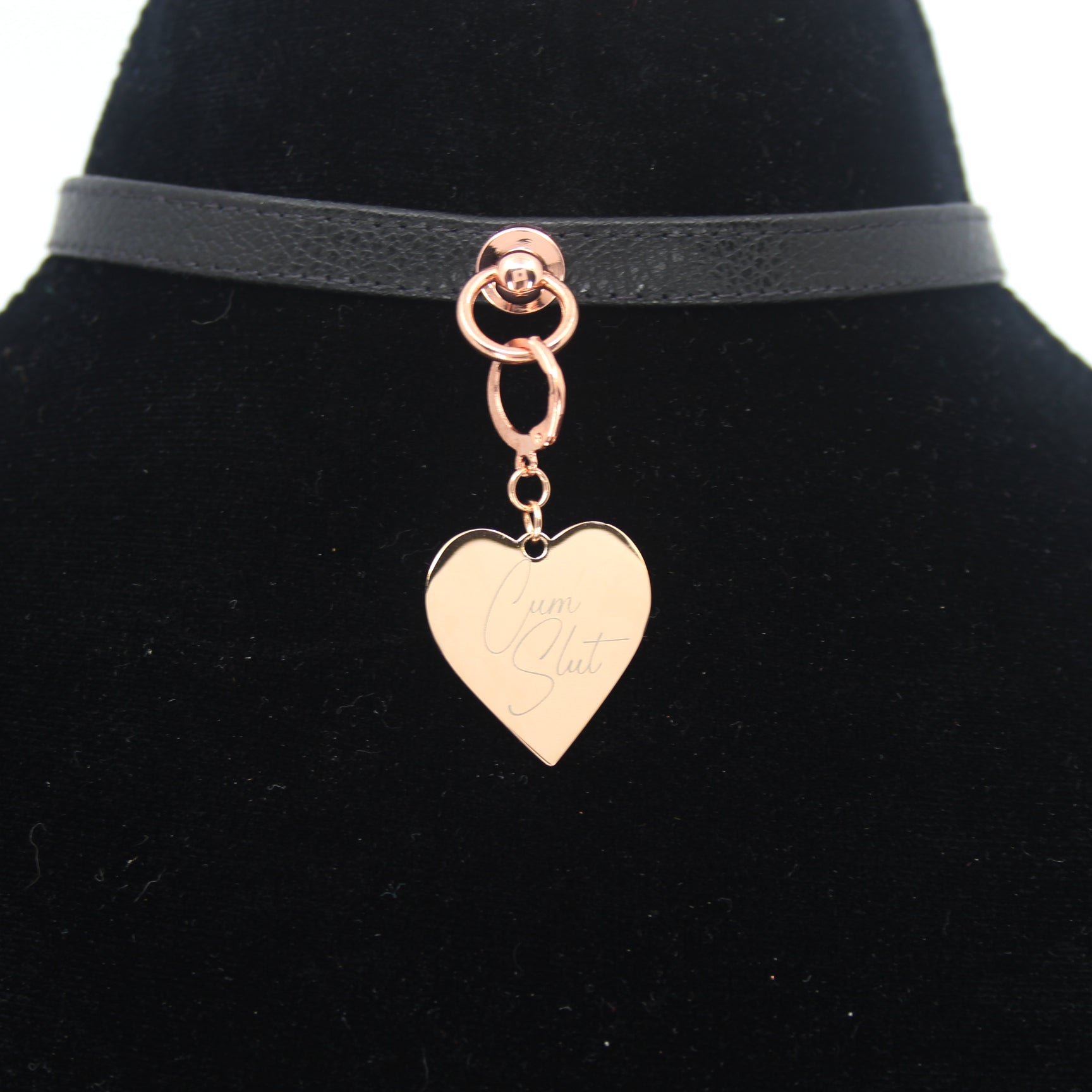 Cum Slut Steel Collar Tag - Rose Gold Collar Tag Restrained Grace