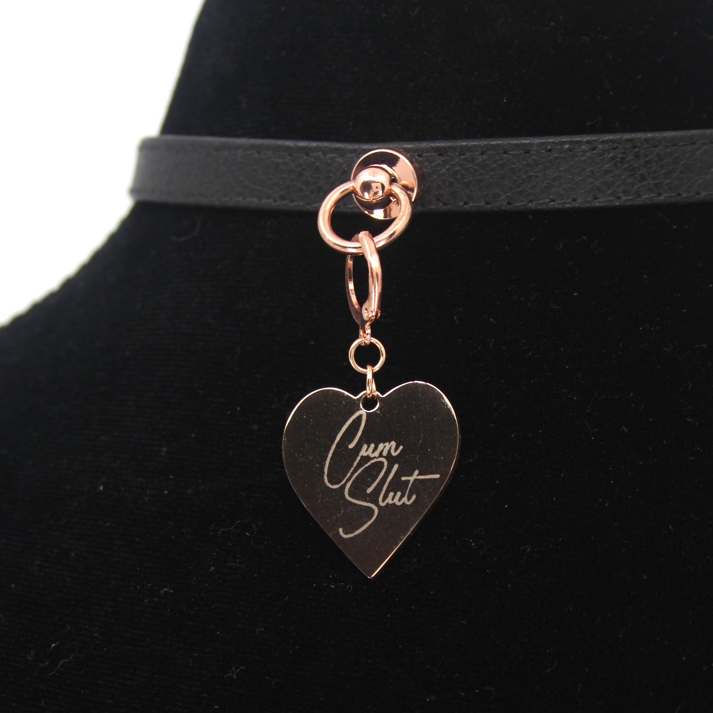 Cum Slut Steel Collar Tag - Rose Gold Collar Tag Restrained Grace