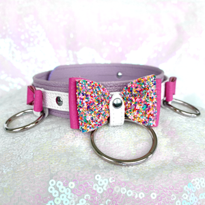 Pretty Princess Deluxe Bow Collar - Lavender, Pink, and Silver Collar Restrained Grace