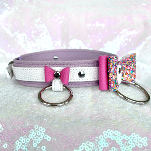 Pretty Princess Deluxe Bow Collar - Lavender, Pink, and Silver Collar Restrained Grace