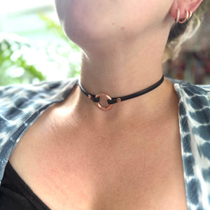 Discreet Convertible Collar and Wrap Bracelet In Rose Gold Hardware Collar Restrained Grace